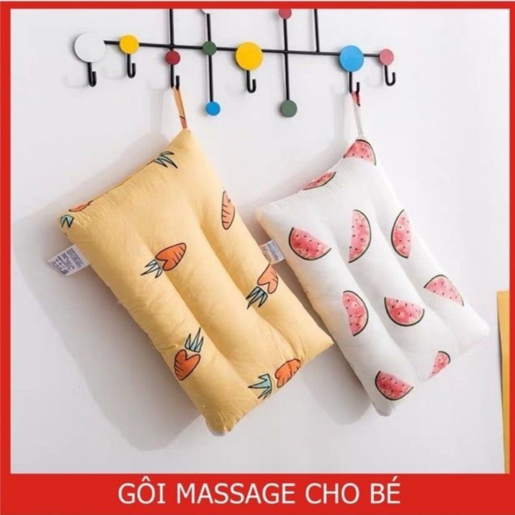 [Hàng nhập khẩu] Gối massage chống mỏi 3 rãnh cotton organic êm mềm cho bé