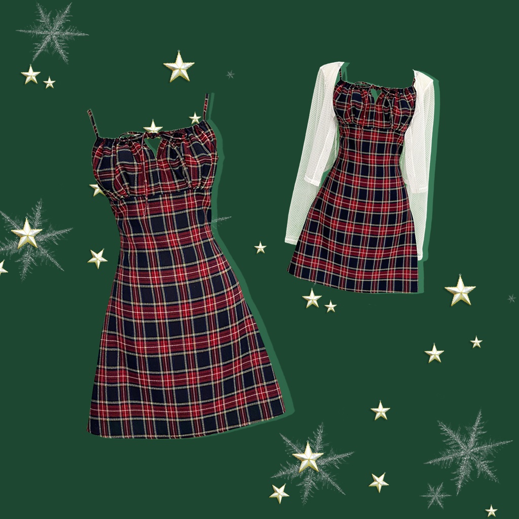 DALLA Đầm váy hai dây caro rút ngực DALLA SAIGON | BigBuy360 - bigbuy360.vn