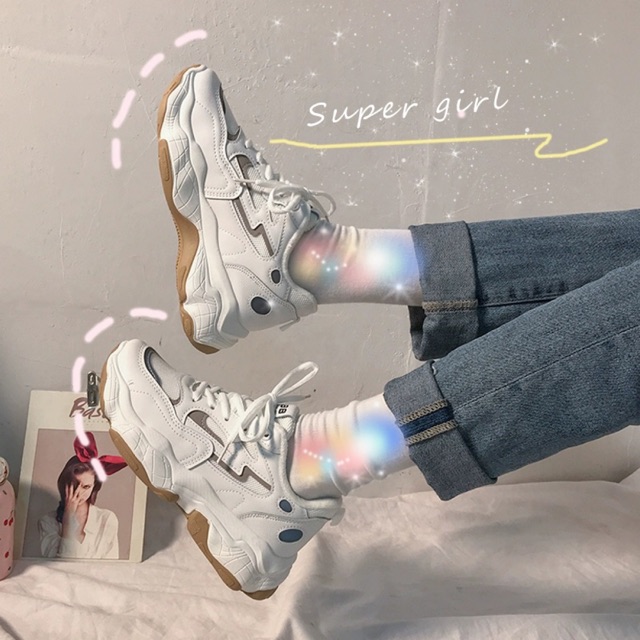 [ORDER 10 NGÀY] GIÀY SNEAKERS BUỘC DÂY NỮ ĐẾ ĐỘN PHẢN QUANG ĐẾ NÂU DỄ PHỐI | BigBuy360 - bigbuy360.vn