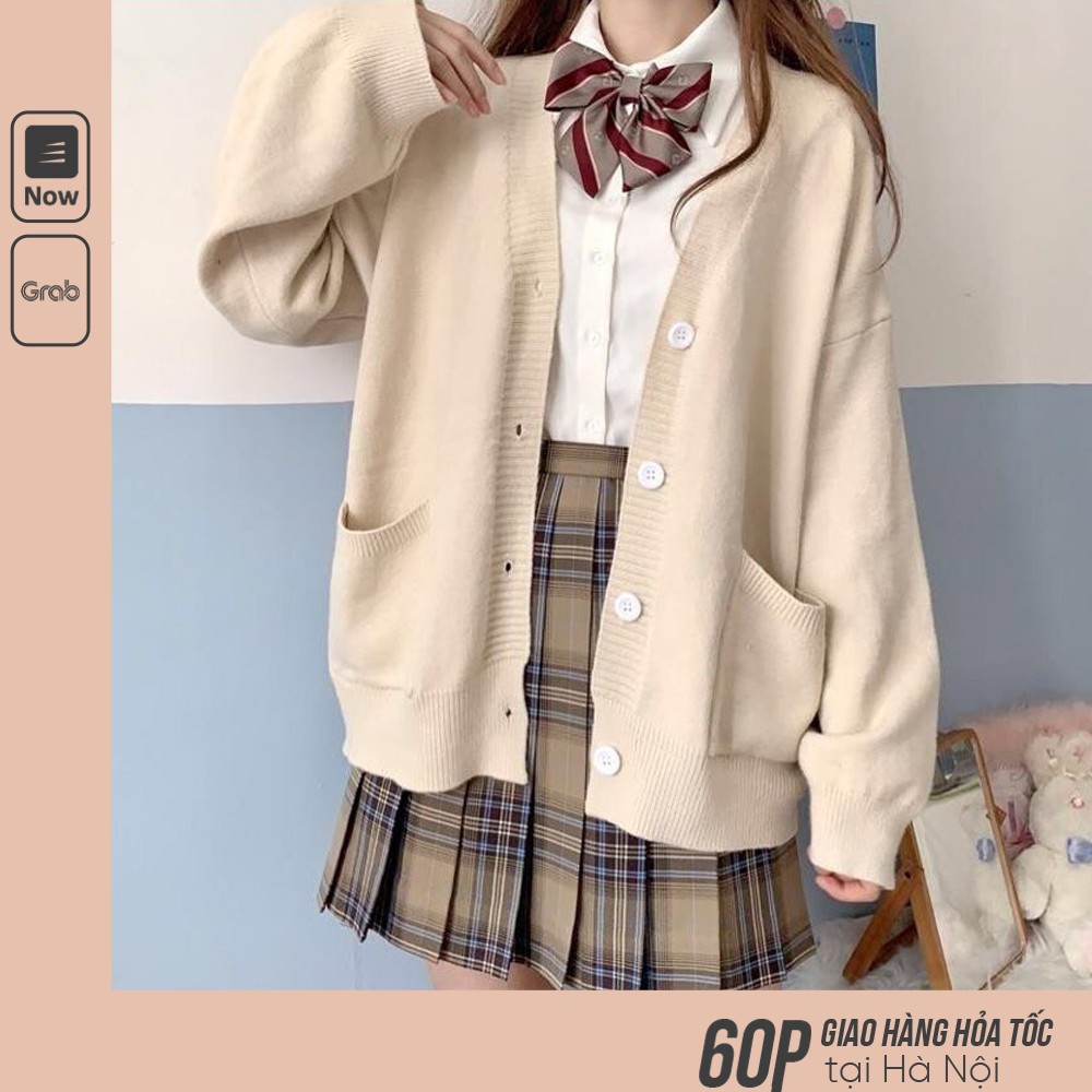 Áo Khoác Cardigan Len Dệt Kim Cổ Chữ V Màu Trơn Xinh Xắn Cho Nữ - 4BASIC - KL02