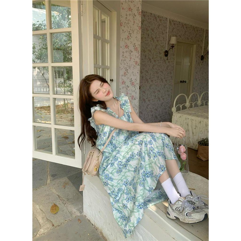 Đầm Hai Dây In Hoa Nhỏ Phong Cách Mới 63310