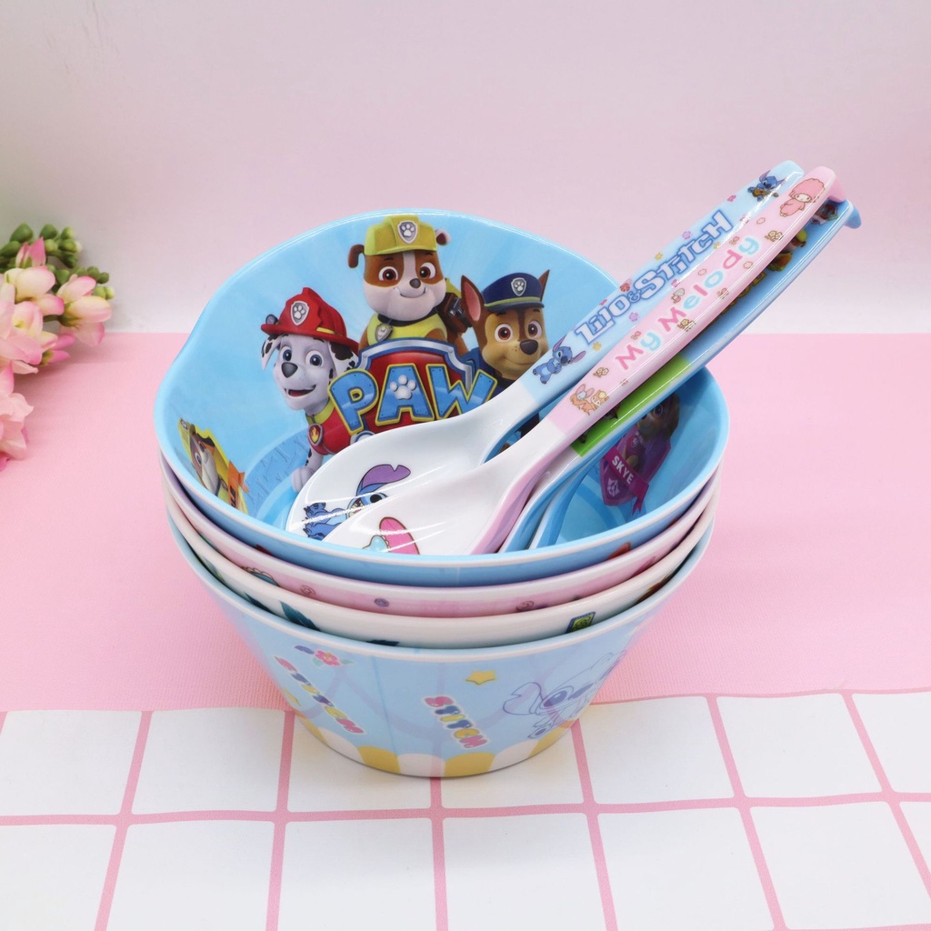 Tô Nhựa melamine Giả Sứ In Họa Tiết Thỏ Hoạt Hình Sáng Tạo Cho Trẻ Em