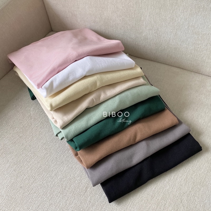 BIBOO - Áo thun trơn cổ tròn basic tay ngắn form unisex nam nữ chất liệu cotton cao cấp dày dặn mịn đẹp