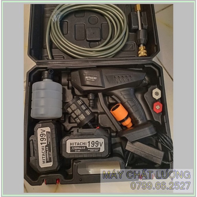 MÁY RỬA XE CẦM TAY DÙNG PIN -199V – HITACHI CHÍNH HÃNG ,phun thuốc, rửa sân, tưới cây