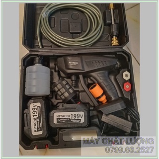 Máy rửa xe cầm tay dùng pin -199v – hitachi chính hãng ,phun thuốc, rửa sân, tưới cây