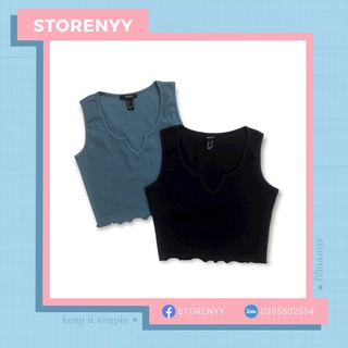 Áo croptop ba lỗ hai dây thun gân - Ribbed Split-Neck Crop Top • Storenyy