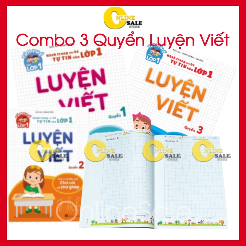 Luyện viết tập tô chữ cho bé từ 4-6 tuổi Khổ to 19x26.5cm dòng kẻ ô ly có mẫu viết sẵn