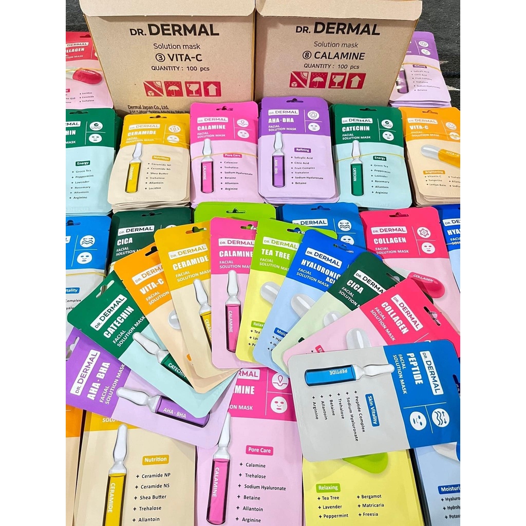 Mặt nạ dưỡng da ⚡ SALE SỐC ⚡  Dưỡng da mặt Dr.Dermal combo 10 miếng cao cấp, cấp ẩm, sáng da mờ thâm
