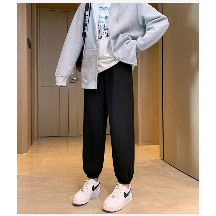 SUXI Quần thể thao lưng cao ống rộng năng động thời trang phong cách Hàn Quốc dành cho nữ