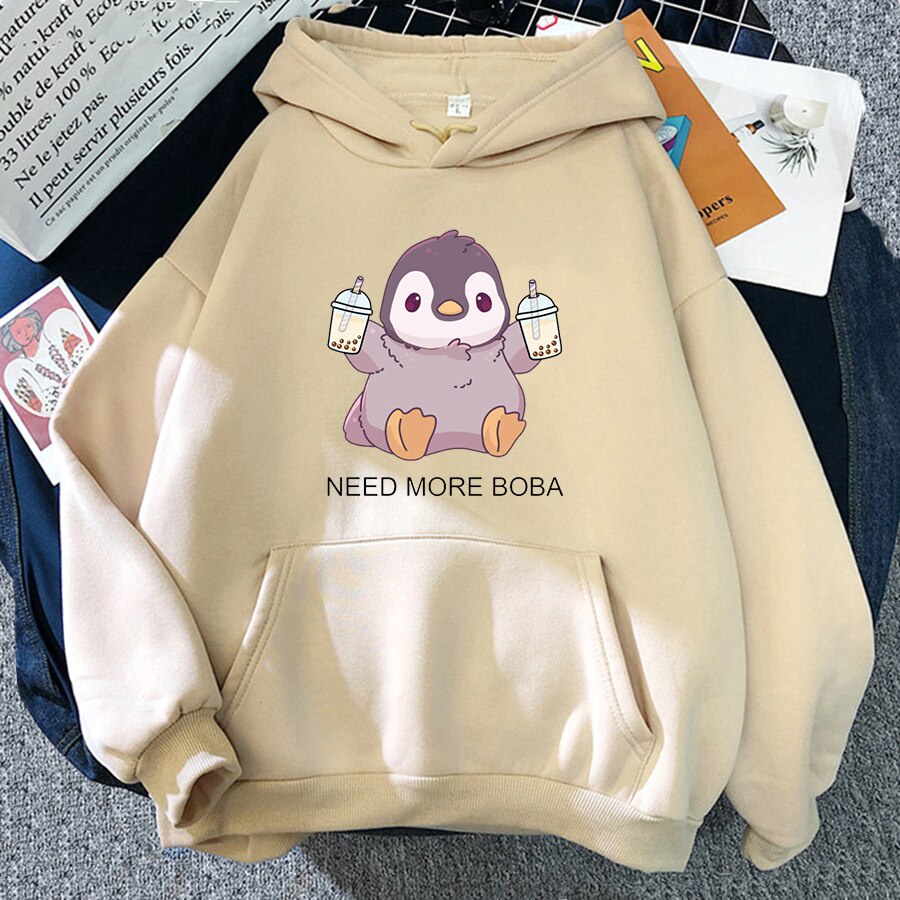 Áo Hoodie Hình Chim Cánh Cụt Dễ Thương Need More Boba
