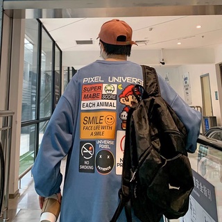 【Good Chất lượng cao】Áo sweatshirt dáng rộng in hình mặt cười hoạt hình cá tính thoải mái thời trang thường ngày cho nam và nữ