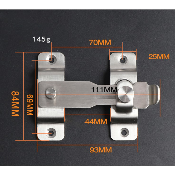 Chốt Khóa Cài Cửa Bằng Thép Không Gỉ, Then Cửa Có Chốt Cố Định Thanh Gạt Loại To An Toàn, Chắc Chắn