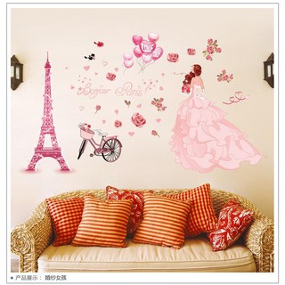 Decal Dán Tường Cô Gái Paris Tím