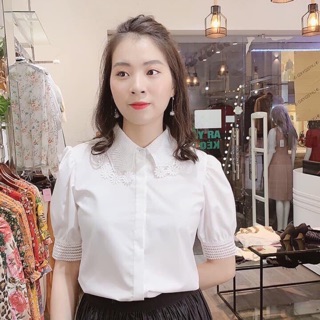 SẴN Áo sơ mi cổ ren