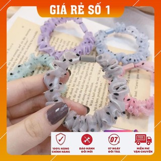 [FREESHIP - HÀNG LOAI 1] Buộc tóc, cột tóc vải Scrunchies Chấm bi mini