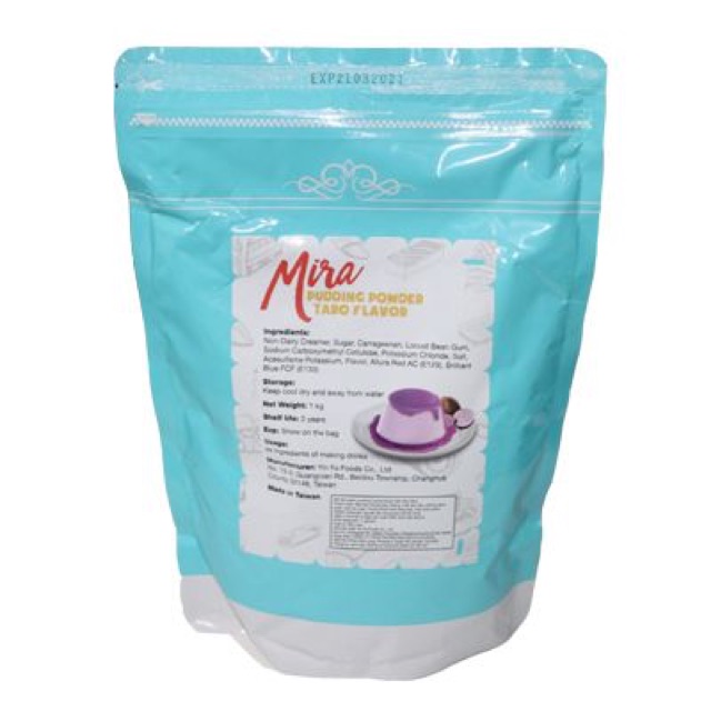Bột Pudding vị trứng/ khoai môn/ sô cô la/ dưa lưới/ dâu Đài Loan hiệu Mira 1kg