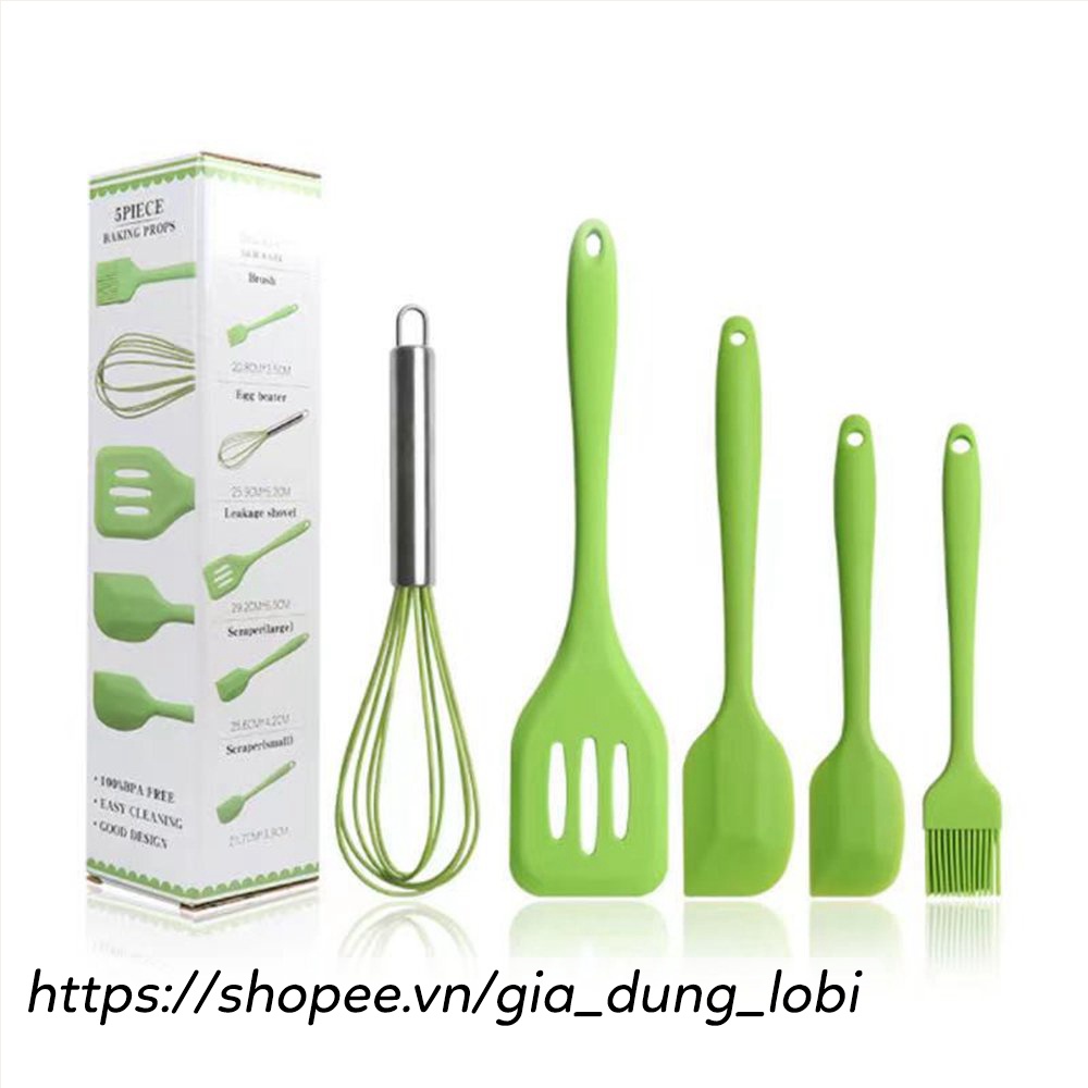 Bộ dụng cụ làm bánh silicone 5 món, đồ làm bếp nấu ăn tiện dụng