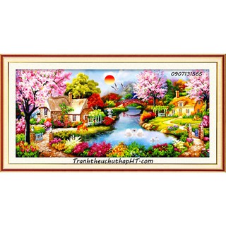 Tranh thêu kín Mùa xuân ấm áp LV3007, LV3008, LV3014 (3 size)