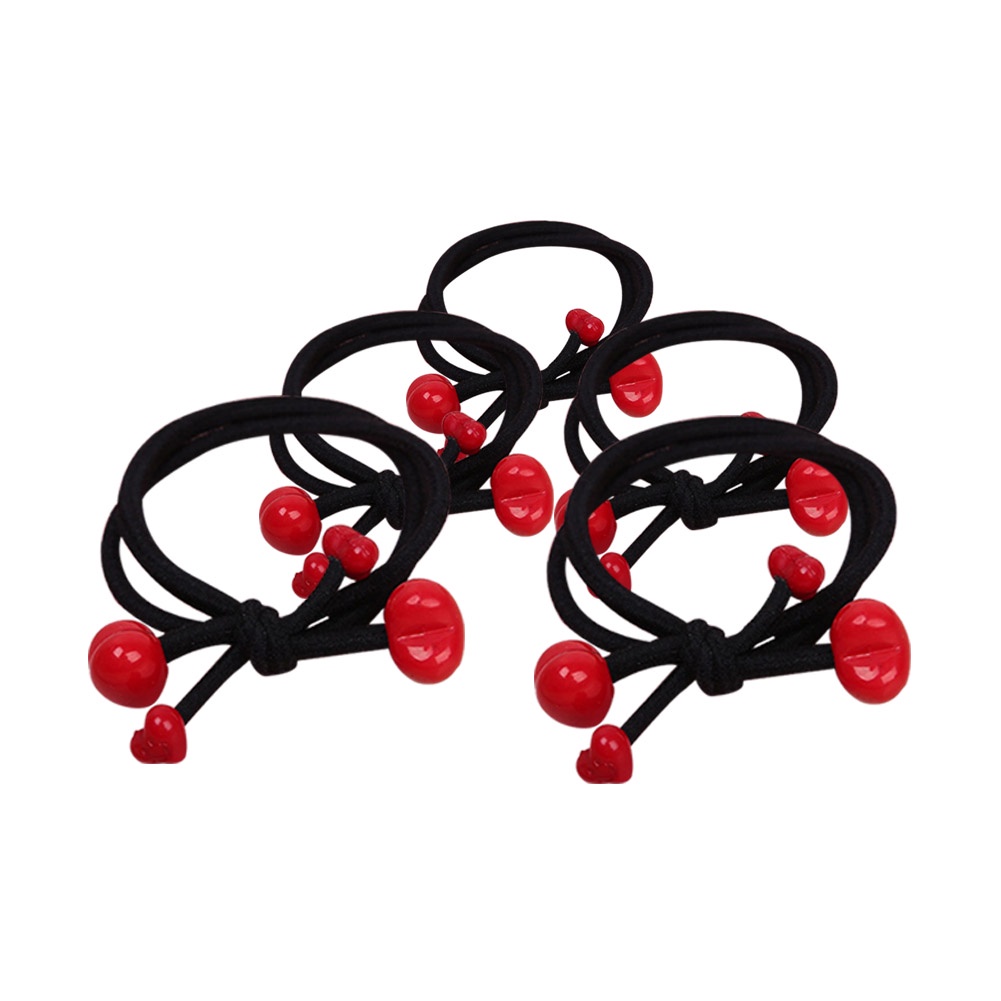 Dây buộc tóc đính hạt đỏ nhân tạo thời trang