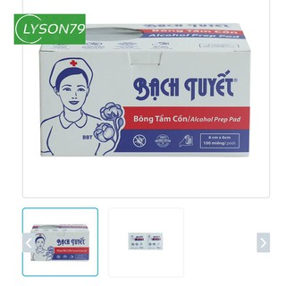 Bông tẩm cồn ( Bông bạch tuyết) hộp 100 miếng