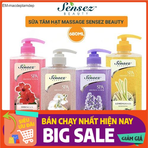 Sữa Tắm Tẩy Tế Bào Chết Hạt Massage Sensez Beauty Trắng Da Dưỡng Ẩm - 680ml