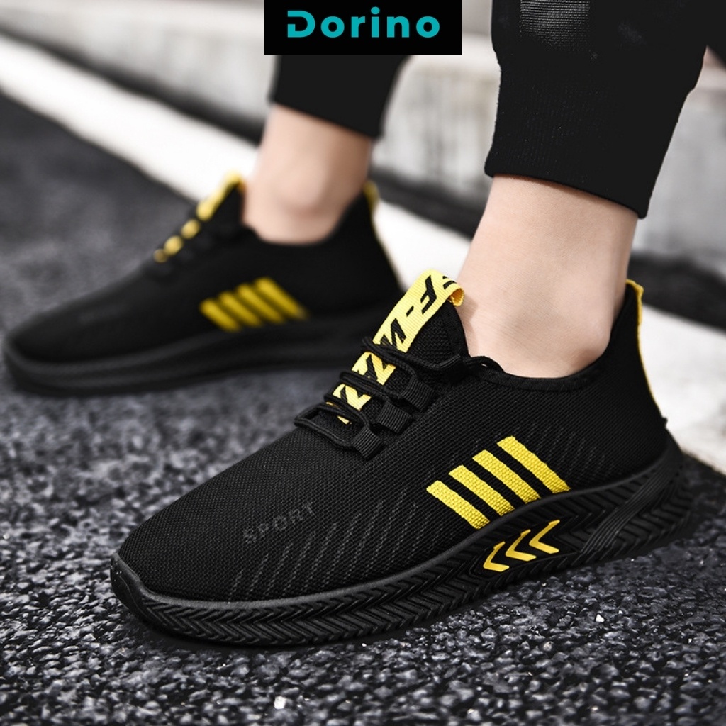 Giày sneaker nam giá rẻ buộc dây đế bằng vải dệt thoáng khí siêu nhẹ mới hot	size 39 đến 43 DORINO G22