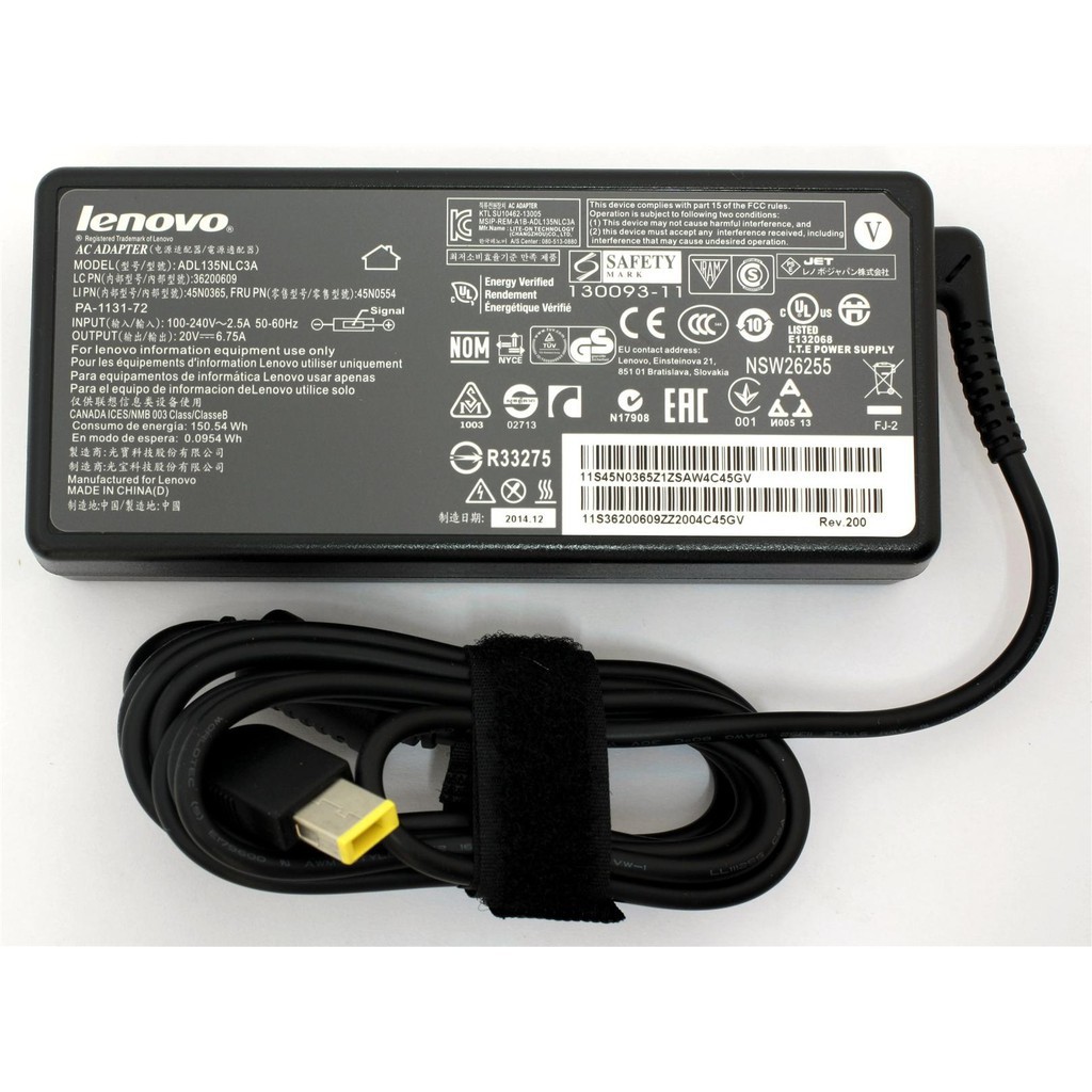 (ADAPTER) SẠC LAPTOP LENOVO 20V 6.75A (135W) (USB kim) kích thước đầu ghim sạc USB Type A