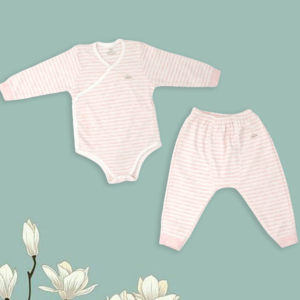 Set bodysuit giữ ấm ngực dài tay kèm quần rời 100% Cotton cho bé ComfyBaby size từ 3-12 tháng hàng chính hãng