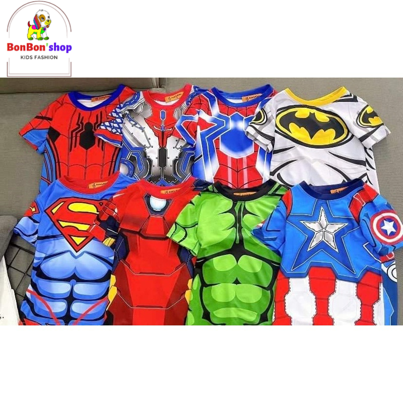 Hót_Hít bộ thun lạnh 3d thái hình siêu nhân Spiderman cho bé trai từ 1 tuổi đến 6 tuổi