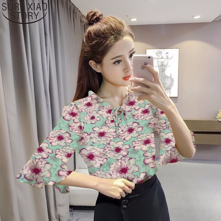 ÁO SƠ MI NỮ CỔ NHÚNG CÁCH ĐIỆU -KS110