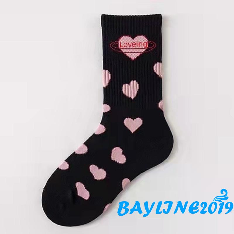 Vớ cổ cao in hình trái tim dễ thương phong cách Nhật Bản cho nữ