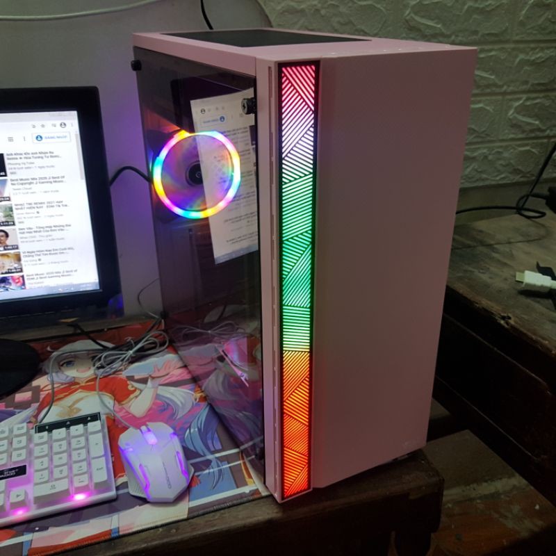 Bộ Máy Tính Mới màu hồng đẹp chơi game, văn phòng và làm kỹ thuật - vỏ hồng mới có kính trong suốt | BigBuy360 - bigbuy360.vn