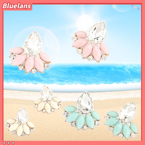 Bông tai hình giọt nước đính đá phong cách Hàn Quốc