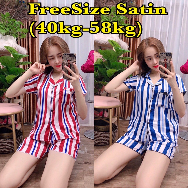 ( Freesize Satin ) Đồ Bộ Pijama Satin Nơ - Tay Ngắn Quần Ngắn ( Part 1 )