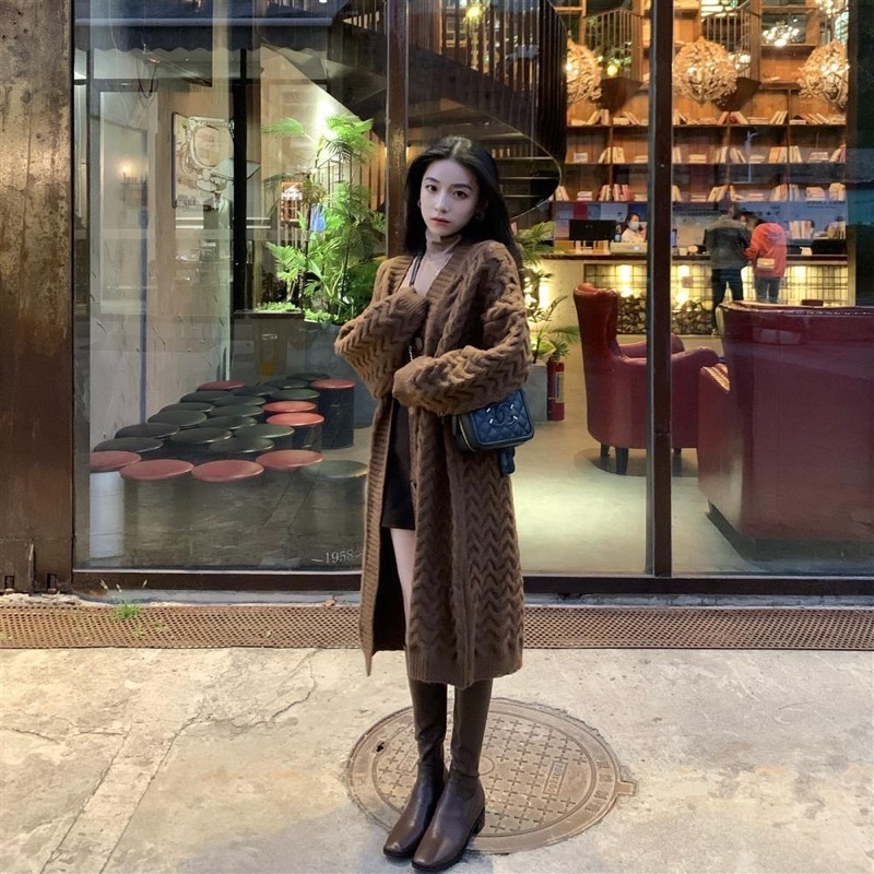 Áo Cardigan Len Vặn Thừng Dáng Dài Item Hot Mùa Đông