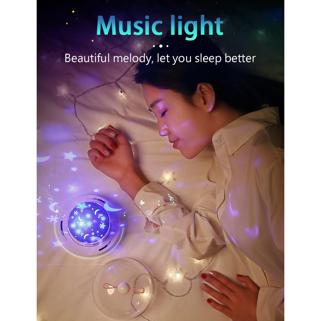 Máy Chiếu Đèn Led Xoay Được Có Nhạc Hình Khu Rừng Sao Biển Lãng Mạn Làm Quà Tặng Cho Bé