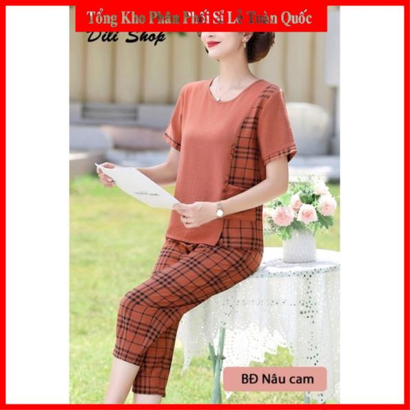 Bộ đồ trung niên kẻ chất liệu đũi Thái cao cấp loại 1
