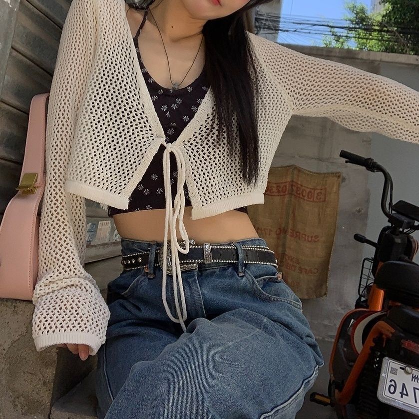 Bán Chạy!Áo Khoác Cardigan Dệt Kim Vải Lụa Lạnh Mỏng Thời Trang Mùa Hè Dành Cho Nữ