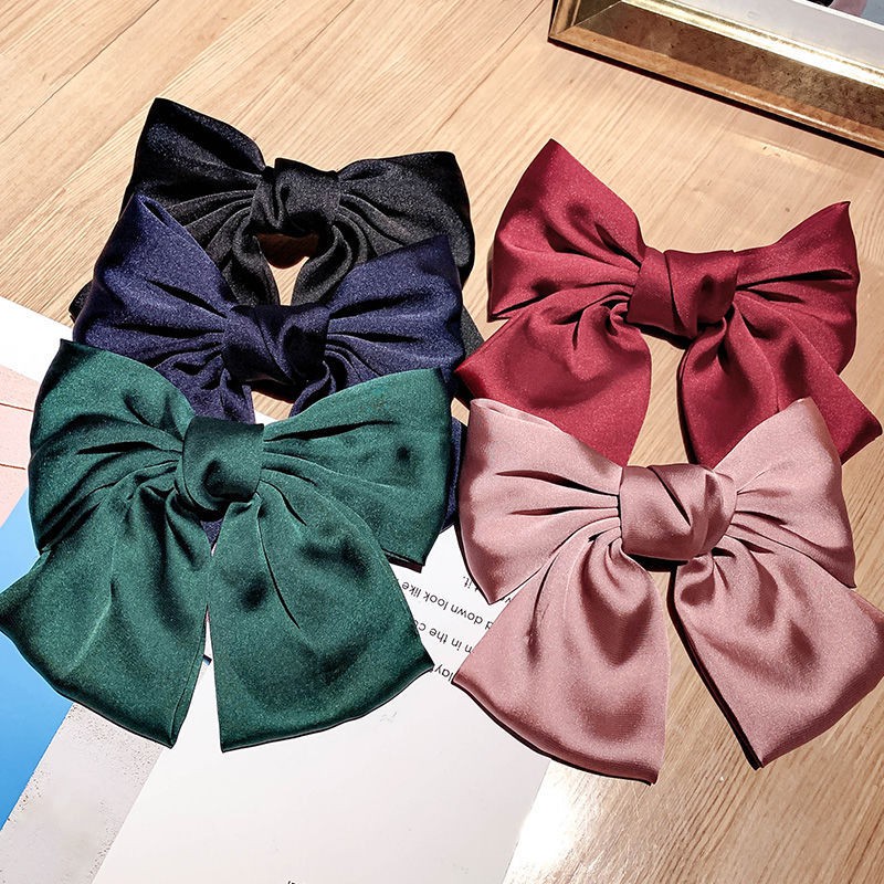Kẹp Tóc Hình Nơ Vải Satin Phong Cách Tiểu Thư - Kẹp Tóc Nơ Bản To Kiểu Hàn Quốc