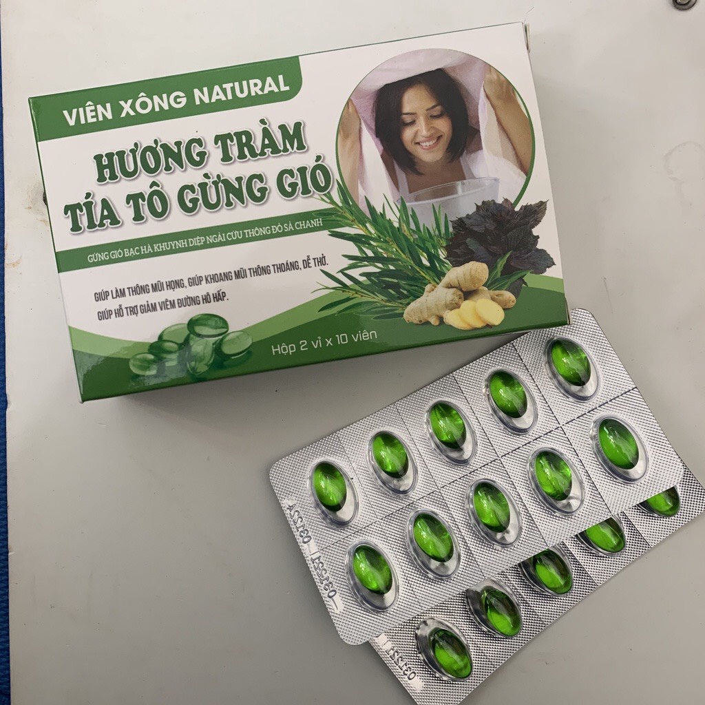 Viên xông thảo dược HƯƠNG TRÀM , BẠC HÀ, KHUYNH DIỆP, NGẢI CỨU, THÔNG ĐỎ, TÍA TÔ,  GỪNG GIÓ giúp thông mũi, giảm ho đờm