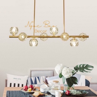 Đèn thả trần pha lê 8 bóng cao cấp trang trí bàn ăn Led 24W ánh sáng vàng THCN237 Ngọc Bảo Decor