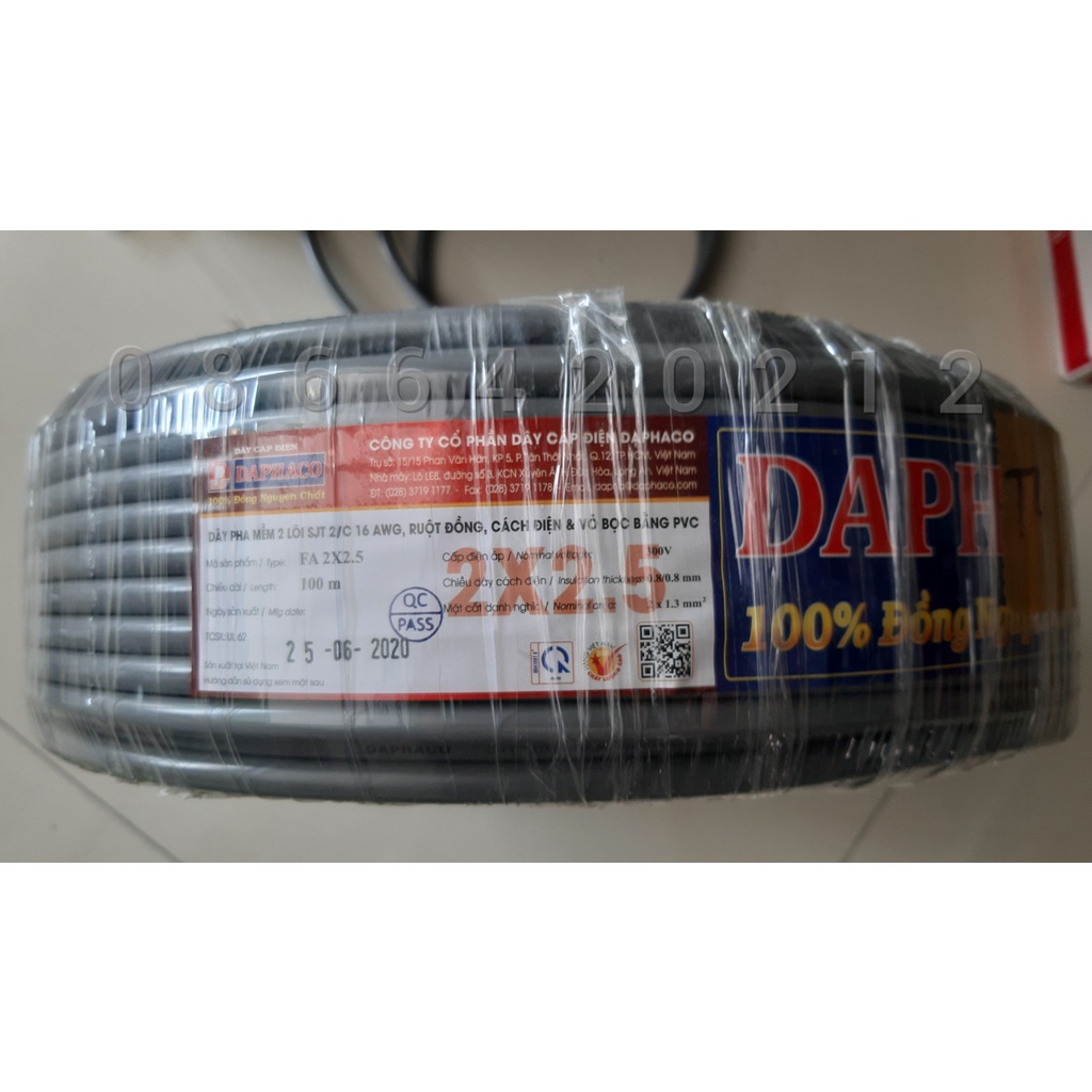 DÂY CÁP PHA MỀM DAPHACO 2X1.0 - 2x1.5 - 2x2.5