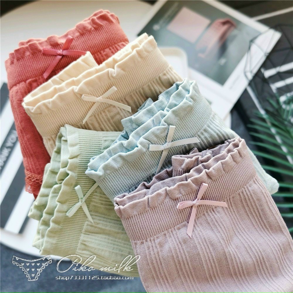 Quần Lót Nữ ❤️FREESHIP❤️ Quần Lót Cotton Nữ Cạp Cao kháng khuẩn viền đính nơ nhỏ nữ tính thon gọn mẫu A41