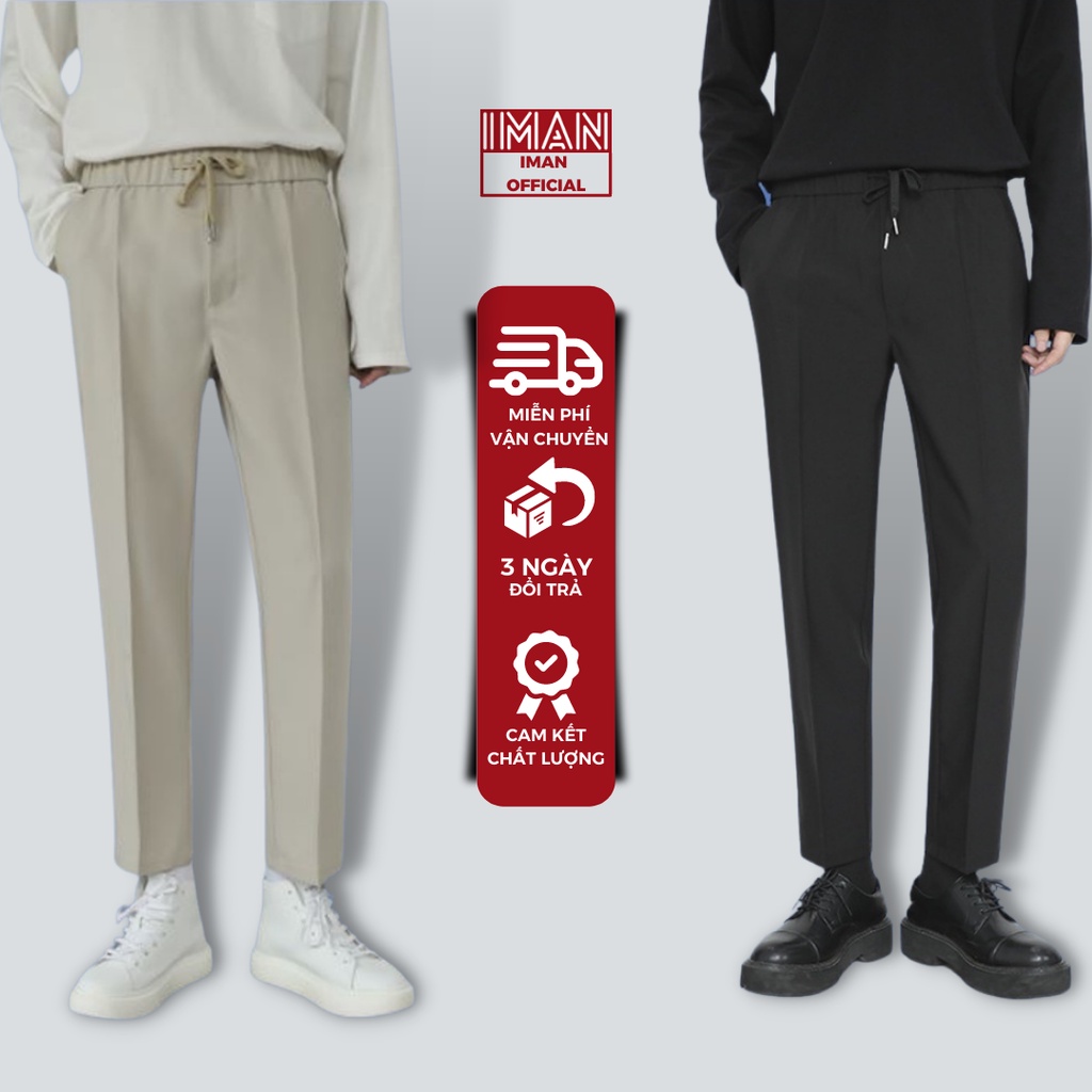 Quần âu nam cạp chun cao cấp IMAN ống suông kiểu dáng baggy nam ống rộng phong cách ulzzang