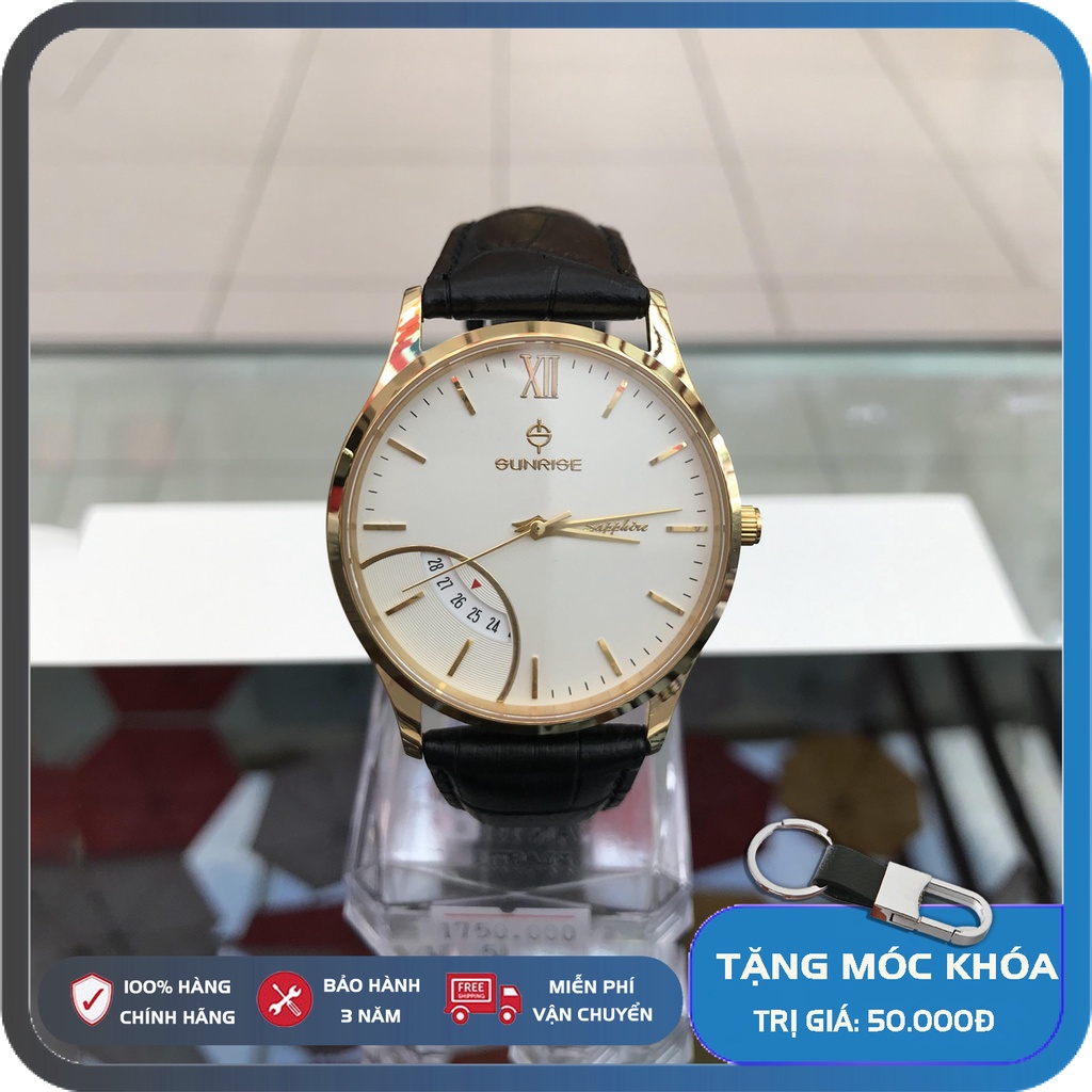 Đồng hồ nam sunrise DM783SWA chính hãng Full Box Sapphire chống xước , chống nước, bảo hành 3 năm