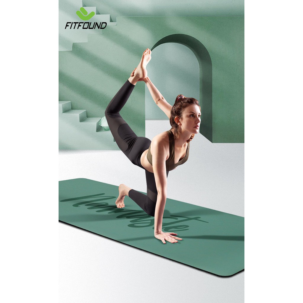 Thảm Cao Su Pu 4.5mm In Chữ Namaste Chống Trơn Trượt Tuyệt Đối Tập Yoga Gym Pilates Thể Dục