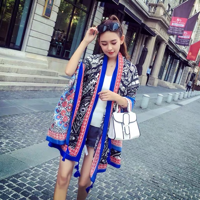 Khăn choàng du lịch biển khăn choàng boho in hoạ tiết thổ cẩm