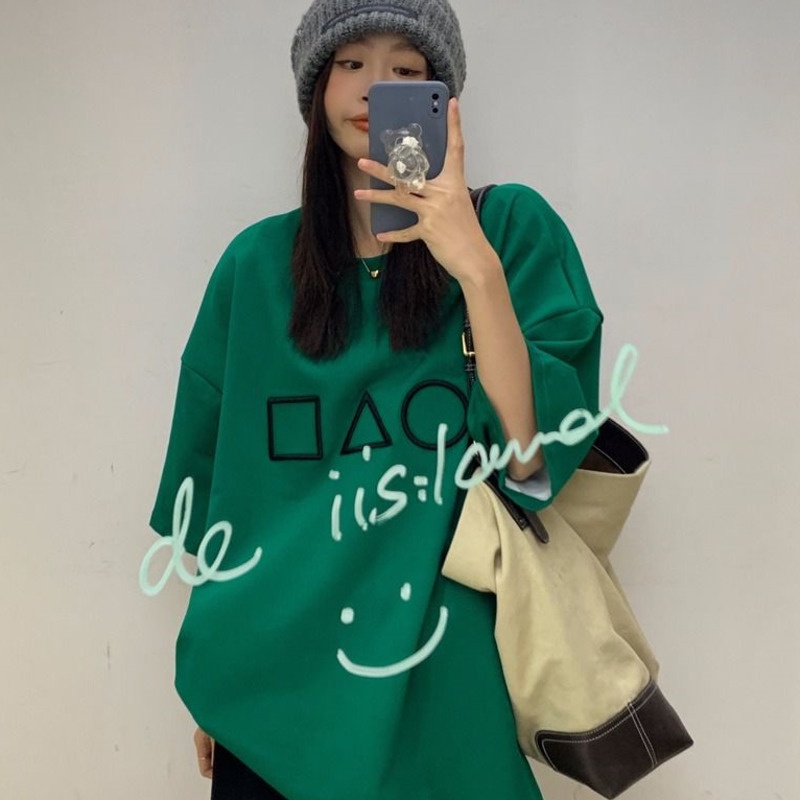 Áo Thun Ngắn Tay Dáng Rộng In Hình Cá Tính Thời Trang