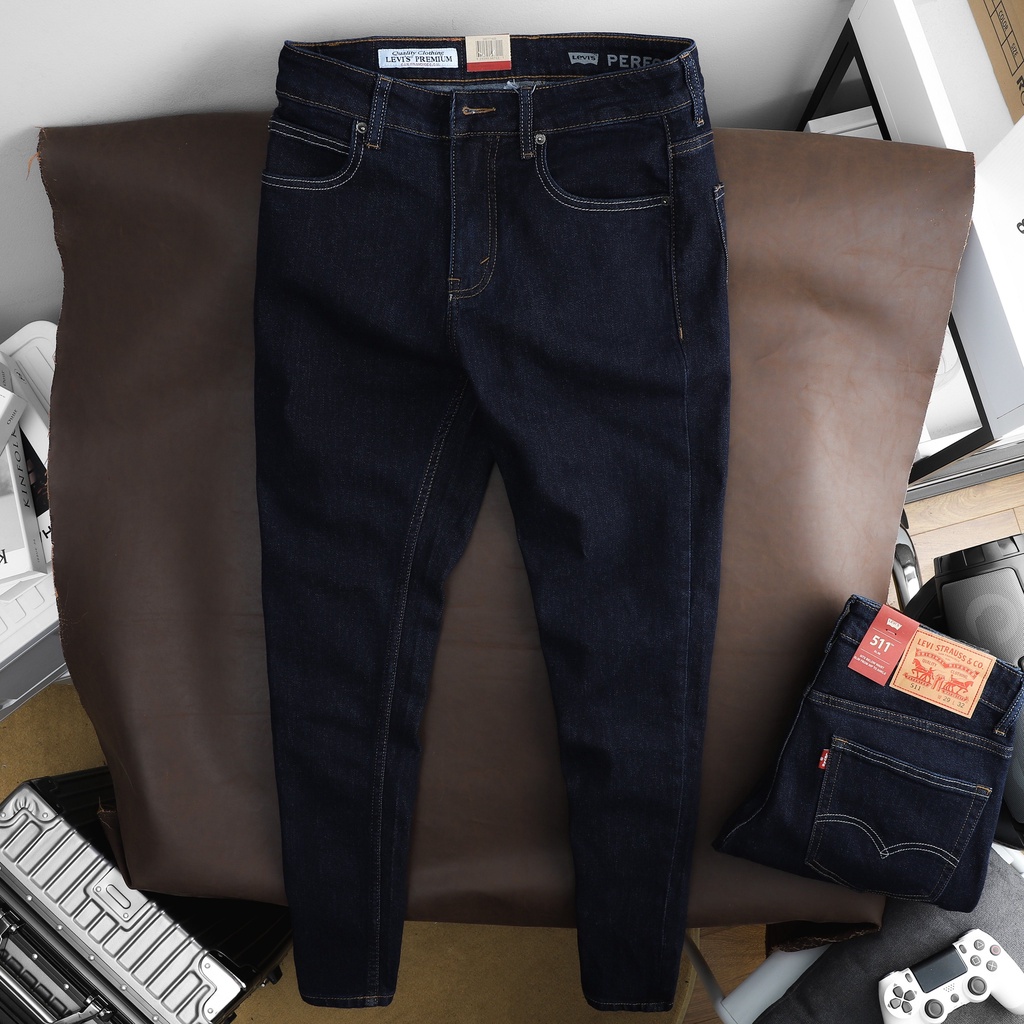 Quần Jeans dài nam màu xanh đen,form slimfit,chất vải co dãn,ống quần 15-18cm,made in cambodia JLV001
