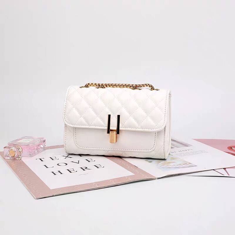 Túi đeo chéo nữ công sở đeo vai có dây xích và khóa Y, Hà túi HT30